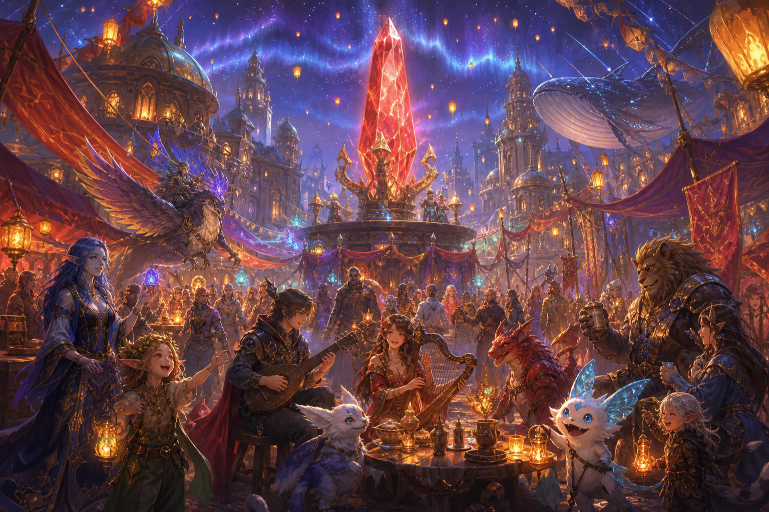 A fantasy city festival bringing many different adventurers together